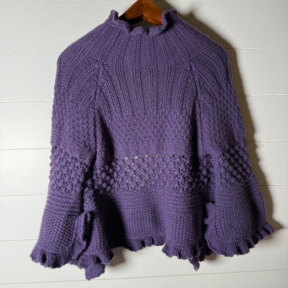 Maria Di Ripabianca Cashmere Purple Ruffle Open Cardigan Made in Italy Size 6 - Picture 6 of 11